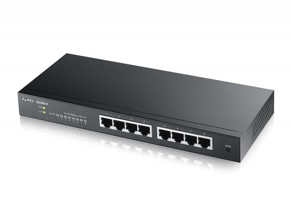 Zyxel Switch smart managed Layer2 8 Port • 8x 1 GbE • Desktop • Lüfterlos • GS1900-8 V2