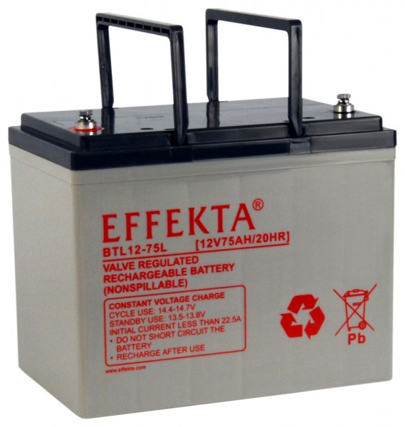 Effekta zbh. Akku 12V/ 75Ah,10-Jahresbatterien, M6 Schraubanschluss, Kontaktfläche Ø 16 mm