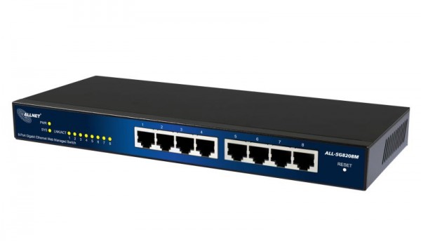 ALLNET Switch smart managed 8 Port Gigabit / 8x LAN / Lüfterlos / &quot;ALL-SG8208M&quot;