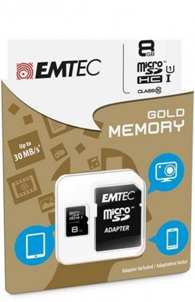 Flash SecureDigitalCard (SD) 8GB *EMTEC* microSDHC Class10 UHS-I 85mb/s