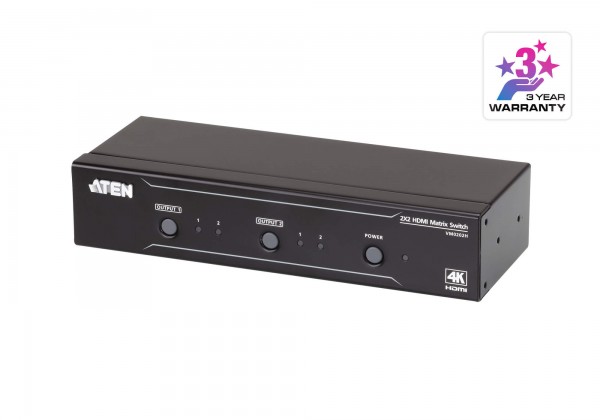 Aten Video Switch, HDMI, 2xInput, 2xOutput, 4K,
