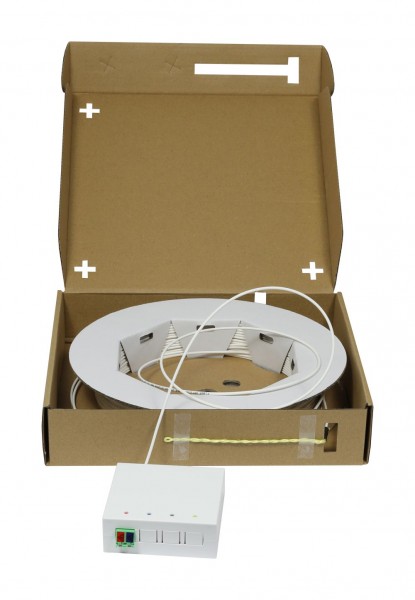 LWL-FTTH Compact Box vorkonfektioniert, 2xLC/APC -&gt; open End, 20m, 9/125u, G.657.A2, 2-Faser, OD=2.2mm, Synergy 21