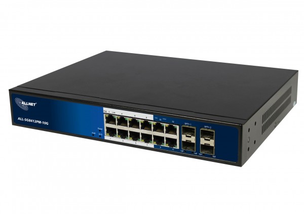 ALLNET Switch full managed 12 Port Gigabit 130W / 8 x PoE / 4x Giga LAN / 4 x SFP+/ Layer 2+ / ALL-SG8412PM-10G