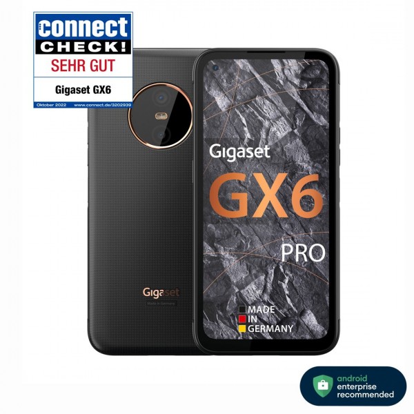 Gigaset GX6 PRO, schwarz / IP68 / Android Enterprise / Dual-Cam 50MP + 2MP Makro