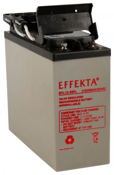 Effekta zbh. Akku 12V/ 55Ah, 10-Jahresbatterien, M6 Schraubanschluss, Kontaktfläche Ø 16mm