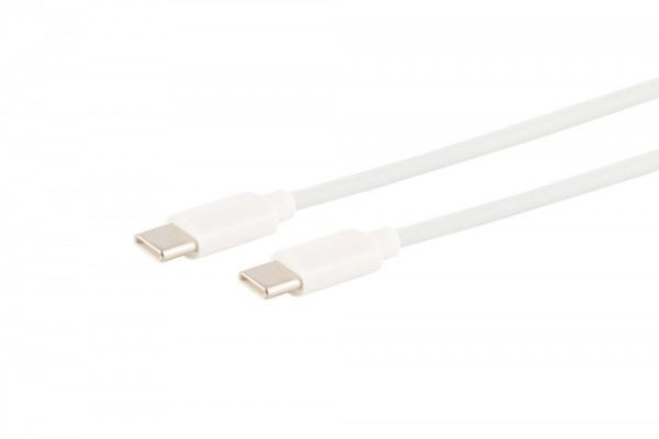 Kabel USB, C(St) =&gt; C(St), 1,5m, USB2.0, weiss, TPE, PD up to 60W,