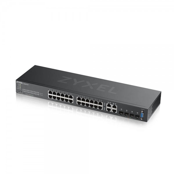 Zyxel Switch full managed Layer2+ 28 Port Â• 24x 1 GbE Â• 4x 1 Gb Combo Â• 19&quot; Â• Lüfterlos Â• NebulaFlex Pro Â• GS2220-28