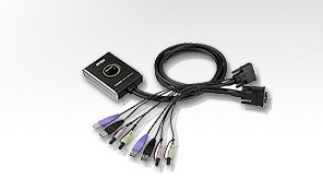 Aten KVM-Switch 2-f. Audio/USB/DVI-D