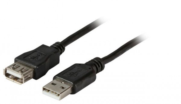 Kabel USB2.0, 3m, A(St)/A(Bu), Verlängerung, schwarz, Classic