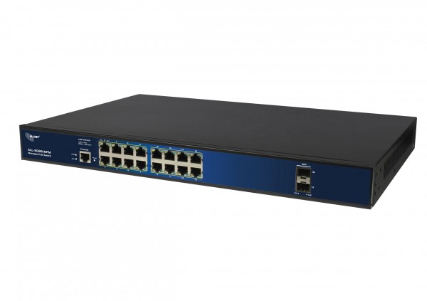 ALLNET Switch full managed Layer2+ 18 Port • 16x GbE • PoE Budget 280W • 16x PoE at • 2x SFP • 19&quot; • Lüfterlos • JSON API • ALL-SG8618PM