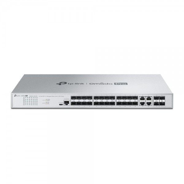 Omada PRO full managed Layer 2+ Switch • 32 Port • 24x SFP, 4x SFP/RJ45 Combo Port • 4x SFP+ • Omada PRO • S5500-24F4XF