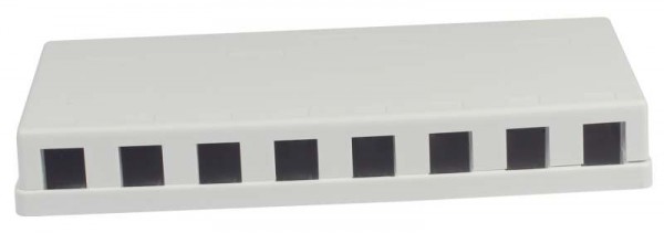 Patch Panel 8xTP, CAT6A, incl.Keystone Slim-line 20mm, Aufputz ABS, Weiss, Synergy 21,