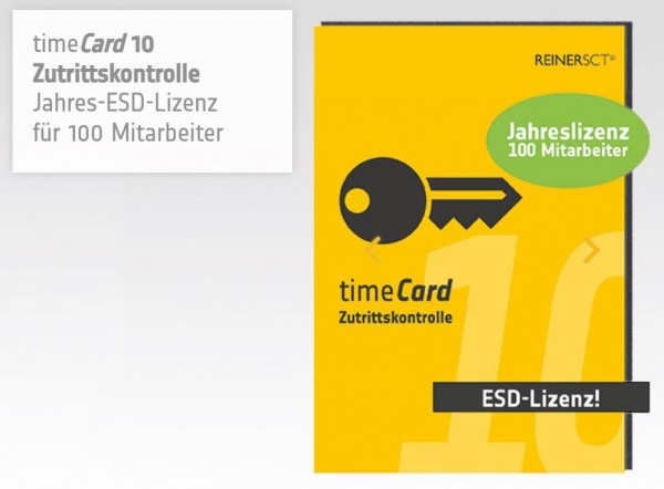 REINER SCT timeCard 10 Zutrittskontrolle Jahreslizenz 100 Mitarbeiter - ESD