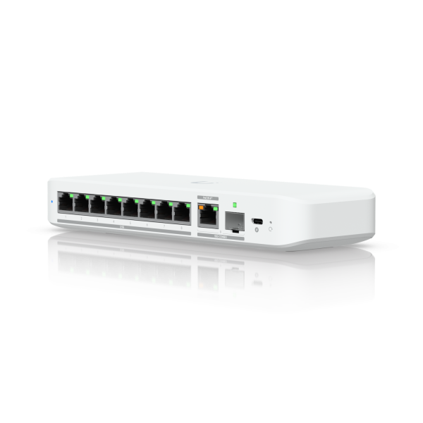 Ubiquiti Switch smart managed Layer2 9 Port • 8x 2,5 GbE • 1x 10 GbE PoE at In • Desktop • Lüfterlos • UniFi • USW-Flex-2.5G-8