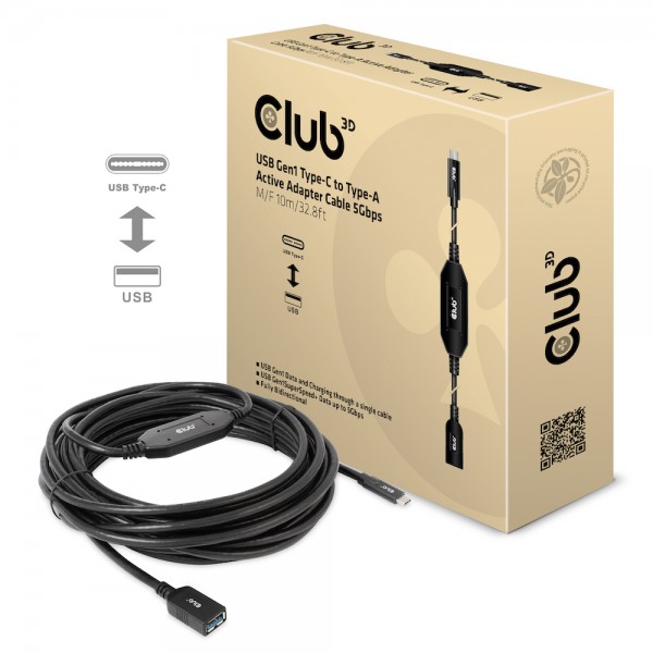 Kabel USB 3.2 C (St) =&gt; A (Bu) 10,0m *Club 3D* 5Gbps