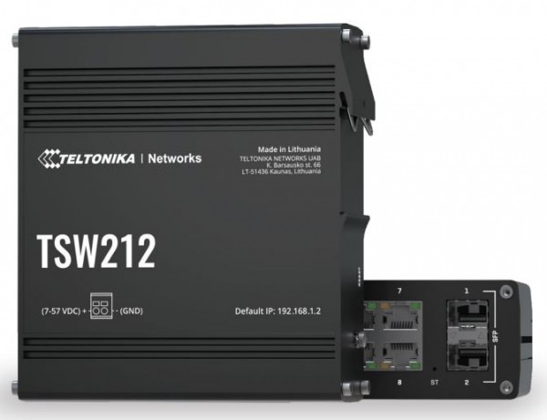 Teltonika · Switch · TSW212 · 8 Port Gigabit Industrial managed Switch, 2 SFP