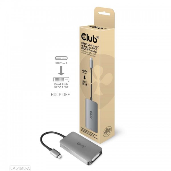 Adapter USB-C 3.2 =&gt; DVI-D *Club3D* Dual Link aktiv HDCP OFF Version