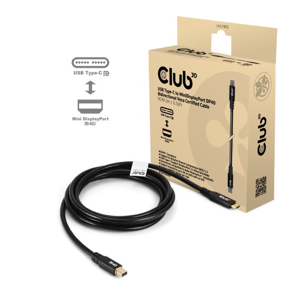 Kabel USB, C(St) =&gt; DisplayPort Mini 2.1 (St), 2.0m *Club 3D*