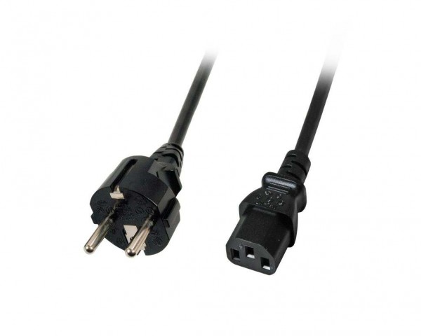 Netzkabel 230V Schutzkontakt CEE7(Stecker)-&gt;Kaltgeräte IEC-C13(Buchse), 1.8m, Black, Bulkware,