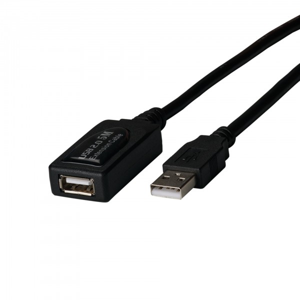 Kabel USB, A(St) =&gt; A(Bu), 5.0m, USB2.0, Repeaterkabel, schwarz,