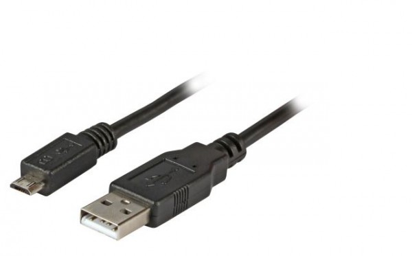 Kabel USB2.0, 1,8m, A(St)/Micro-B(St) 5pol., Premium, Schwarz,