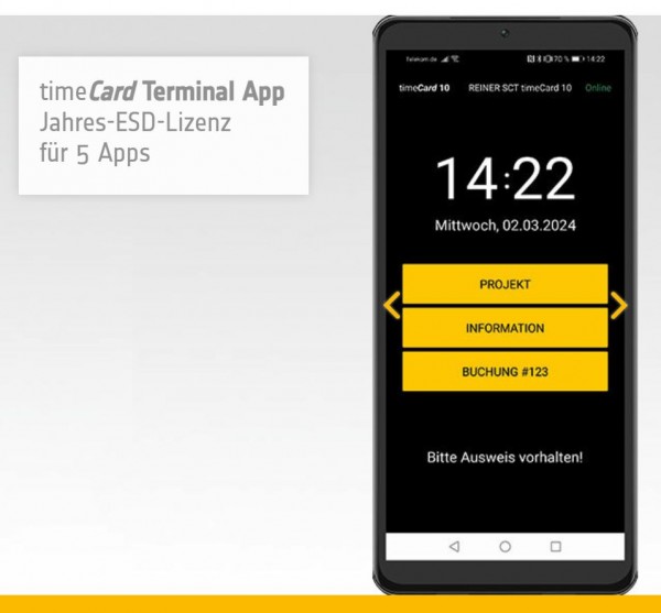 REINER SCT timeCard 10 Terminal APP Jahreslizenz 5 Lizenz - ESD