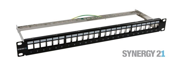 Keystone,Modulträger, 19&quot;Patchpanel für 24xTP-Modul, 1HE(t152mm), Schwarz, Synergy 21,