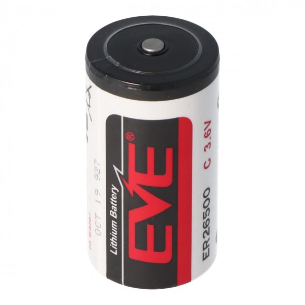 Batterie IoT ER26500 3,6V 8500mAH EVE C Size Bobbin Lithium Batterie mit schmalem Pluspol min. 0,3mm, max. 0,5mm