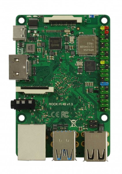 Rock Pi 4 Model B 2GB (mit Dualband 2,4/5GHz WLAN/Bluetooth 5.0) mit UFL Stecker