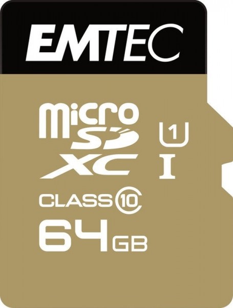 Flash SecureDigitalCard (SD) 64GB *EMTEC* microSDXC 64GB EMTEC + Adapter CL10 Gold+ UHS-3 95MB/s Blister