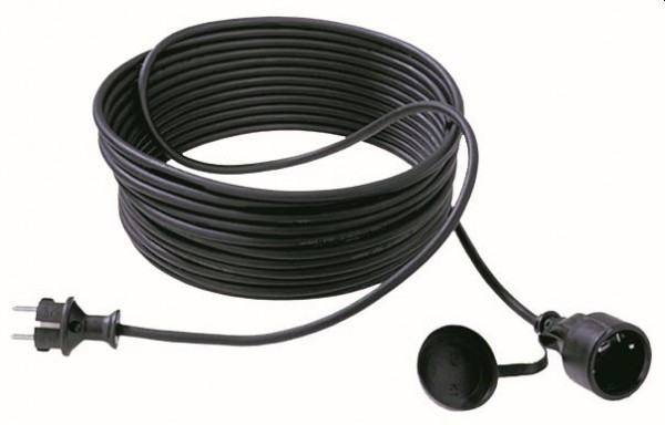 Bachmann Kabel, Verlängerung, Dose(CEE7)-&gt;Stecker(CEE7), 10m, schwarz, mit Deckel,