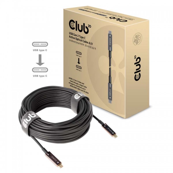 Kabel USB 3.2 C (St) =&gt; C (St) 20,0m *Club 3D* Aktives Optisches A/V Unidirektional