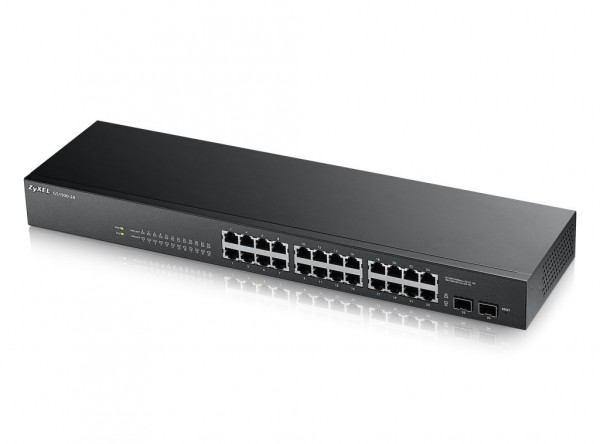 Zyxel Switch smart managed Layer2 26 Port Â• 24x 1 GbE Â• 2x SFP Â• 19&quot; Â• Lüfterlos Â• GS1900-24 V2