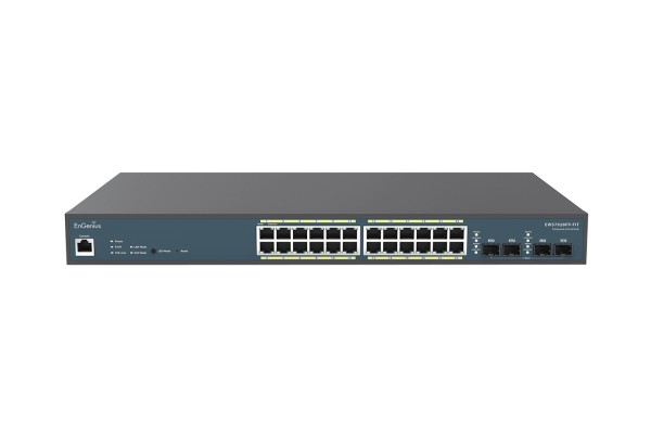 EnGenius Switch full managed Layer 2+ 28 Port • 24x 1 GbE • PoE Budget 410W • 24x PoE at • 4x SFP • 19&quot; • EWS7928FP-FIT • FitCon/FitXpress