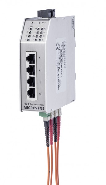 Microsens Industrie 6 Port Fast Ethernet Switch mit Ring-Funktion, 2 x SC duplex (Multimode), 4 x RJ45, MS650502M
