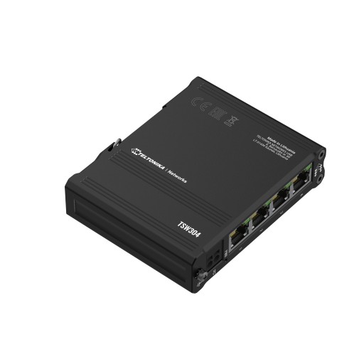 Teltonika · Switch · TSW304 · 4 Port Gigabit Industrial unmanaged Switch DIN RAIL