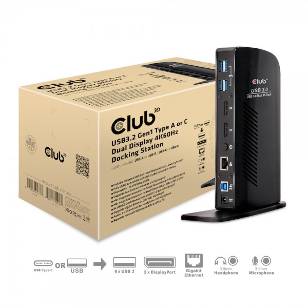 Club 3D Dockingstation - USB 3.2 Typ C 4K Triple Docking Station *schwarz*