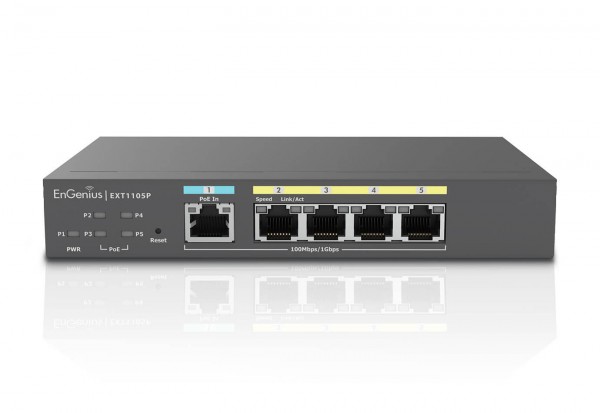 EnGenius Switch full managed Switch Extender 6 Port • 5x 1 GbE • 4x PoE at • 1x SFP • EXT1106 • EnGenius Cloud