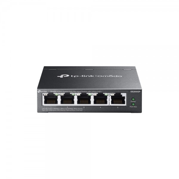 TP-Link Switch full managed Layer2 5 Port • 5x 1 GbE • PoE Budget 65 Watt • 4x PoE at • Lüfterlos, Omada • ES205PG