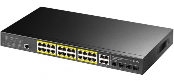 Cudy 24-Port Layer 2 Managed Gigabit PoE+ Switch with 4 Gigabit Combo Ports, 400W, GS2028PS4-400W