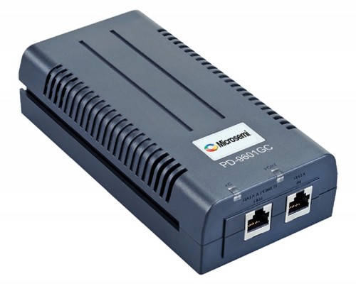 Microsemi PoE Injector Single Midspan, 1-port, 9600G Series, 4-pairs 95W, 10/100/1000 BaseT, AC Input