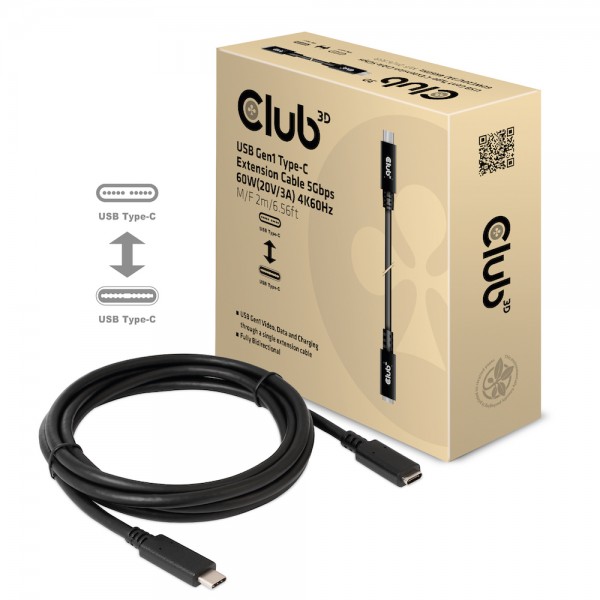 Kabel USB 3.1 C (St) =&gt; C (Bu) 2,0m *Club 3D* 5Gbps