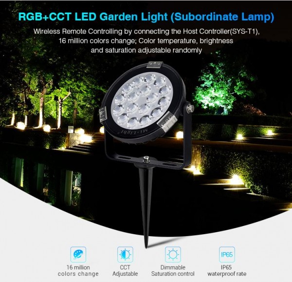 Synergy 21 LED Subordinate Garten Lampe 9W RGB+CCT mit Funk und WLAN IP65 24V *Milight/Miboxer*