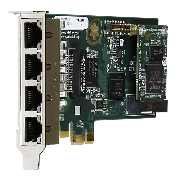Sangoma Four (4) span digital T1/E1/J1/PRI PCI-Express x1 card and hardware echo cancellation (VPM128)
