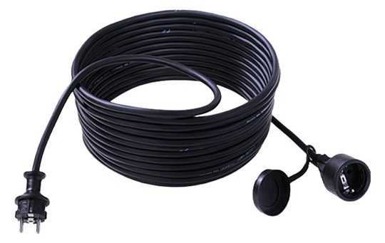 Bachmann Kabel, Verlängerung H07RN-F 3G1,50mm² sw, 10m, Seite2: Schutzkontakt-Kupplung/Deckel