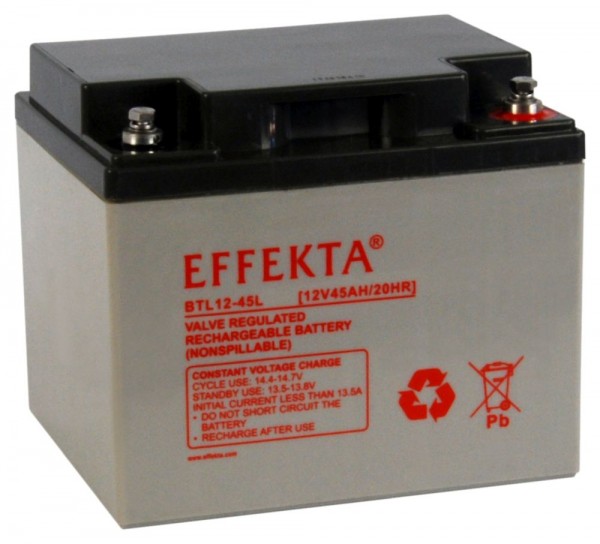 Effekta zbh. Akku 12V/ 45Ah,10-Jahresbatterien, M6 Schraubanschluss, Kontaktfläche Ø 16 mm