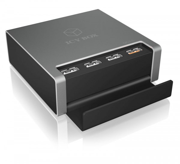 ICY Box USB Schnellladegerät, 4-port, IB-CH405-QC3, nur Ladeanschluss!, mit BC 1.2/QC3.0 Spezifikation