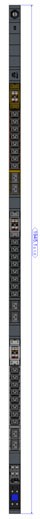 Bachmann PDU, Steckdosen, 24xDosen(C13)+6x(C19)+3xRCM+6xLS Strom -&gt; Zuleitung 3m, 32A mit Stecker CEE 32A rot, BN3500,