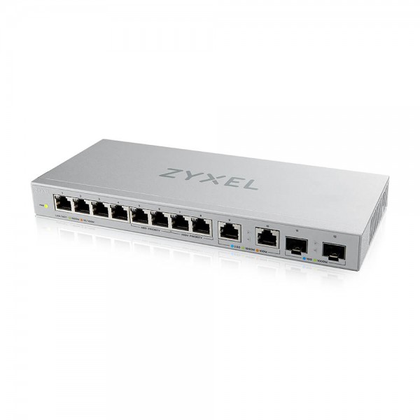 Zyxel Switch unmanaged Layer2 12 Port Â• 8x 1 GbE Â• 2x 2.5 GbE Â• 2x SFP+ Â• Desktop Â• Lüfterlos Â• XGS1010-12 V2