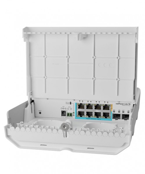 MikroTik Cloud Smart Switch CSS610-1Gi-7R-2S+OUT, netPower Lite 7R, 8x Gigabit (7 with Reverse POE-in, 1 with PoE-OUT), 2x SFP+